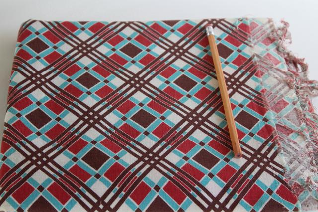 vintage feed sack fabric, plaid print cotton lot of matching feedsacks for quilting / sewing