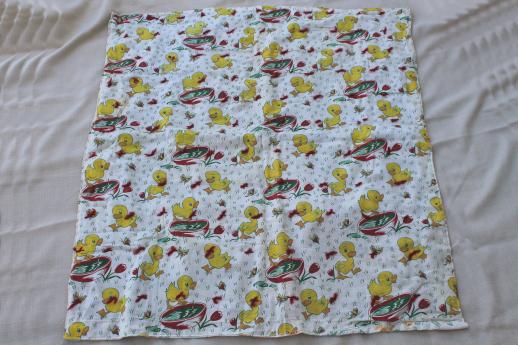 vintage feed sack fabric tied quilts, baby comforters w/ cute cotton prints