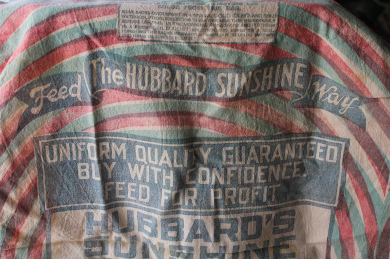 vintage feedsack, authentic farm feed chicken mash grain sack w/ rooster graphics