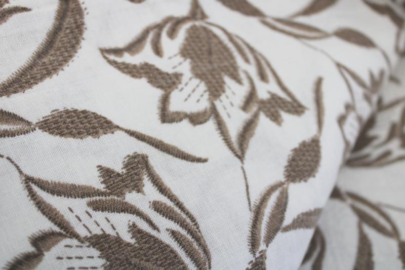 vintage feedsack fabric lot, floral print neutral tan rustic farmhouse style