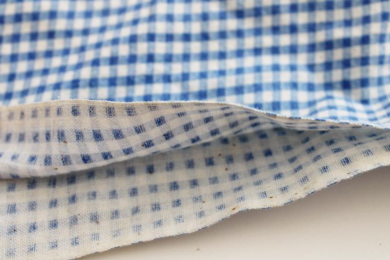 vintage feedsack w/ original stitching, dorothy blue & white gingham print fabric