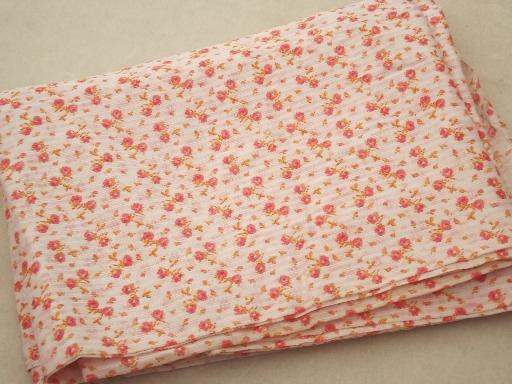 vintage fine cotton lawn fabric with tiny floral print in amber & rose 