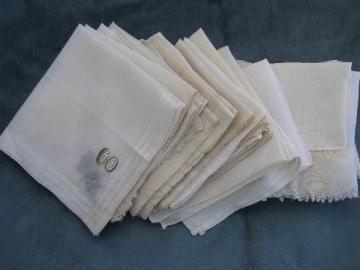 vintage fine cotton & linen hankies, lot whitework lace handkerchiefs