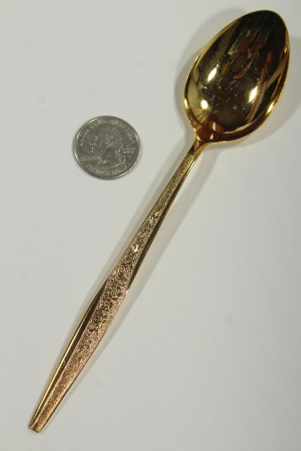 vintage flatware, Golden Bouquet gold electroplate silverware, set of 8 teaspoons