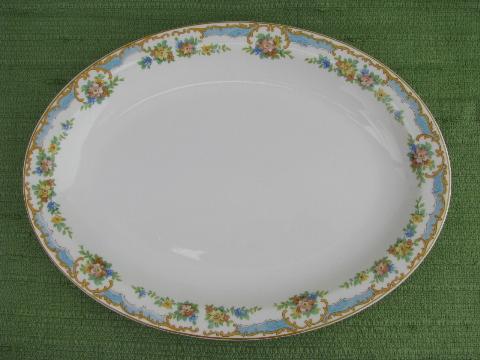 vintage floral border china, bread tray platters & 10 bread & butter plates