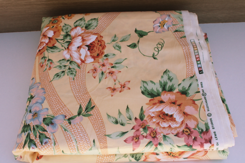 vintage floral print cotton chintz Scotchgard decorator fabric Casanova Di Lewis
