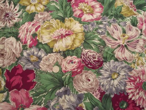 vintage floral print  cotton chintz fabric lot, crisp polished cotton 