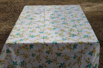 vintage floral print feed sack fabric tablecloth, 1930s depression era make do upcycle