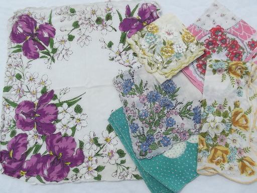 vintage floral printed hankies lot 50 flower print cotton handkerchiefs