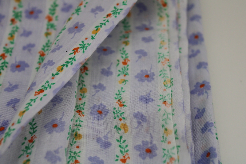 vintage floral stripe print fabric, light soft poly cotton, cottage core prairie girl