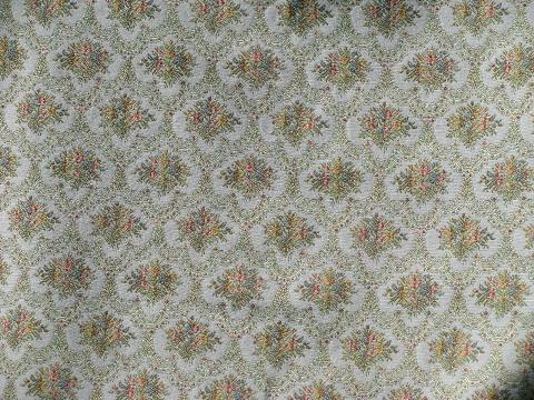 vintage floral tapestry upholstery fabric, faded french blue color
