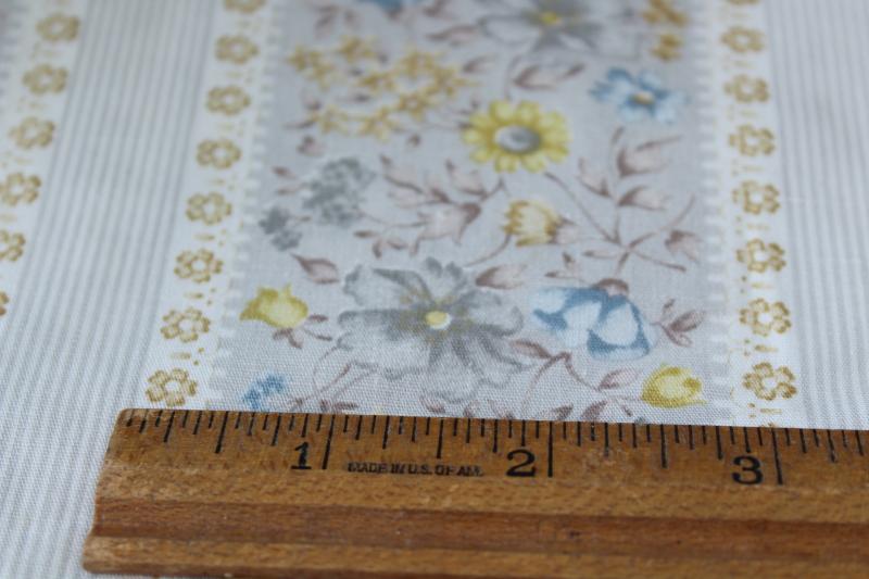 vintage floral ticking stripe cotton fabric, material for quilting or pillow covers