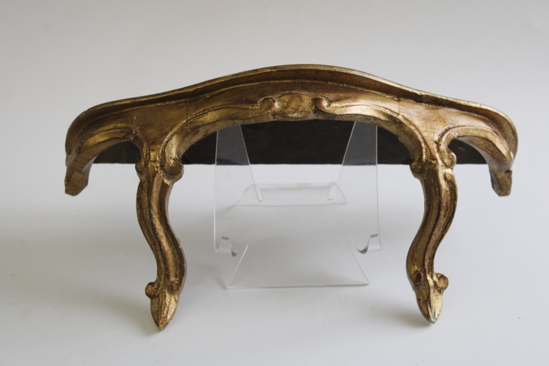 vintage florentine gold wood shelf, made in Italy antiqued gilt wood wall mount bracket shelf