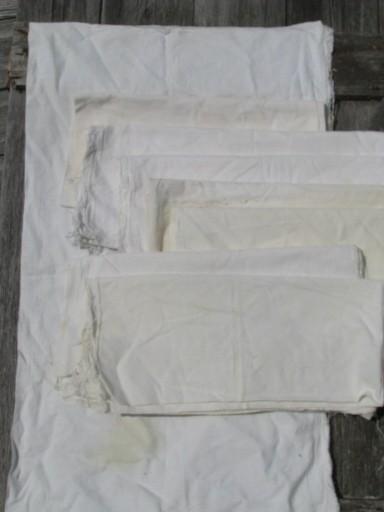vintage flour sack feed bag lot, primitive old natural cotton fabric