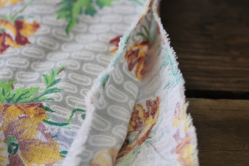 vintage flowered print cotton feed sack fabric, handmade pillow case