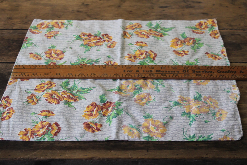 vintage flowered print cotton feed sack fabric, handmade pillow case