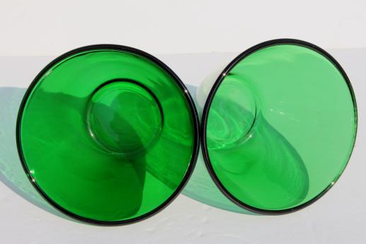 vintage forest green glass splash-proof mixing bowls, two bowl set
