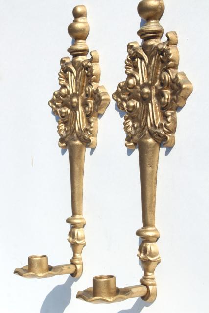 vintage french country ornate gold candle sconces, metal wall sconce candle holders