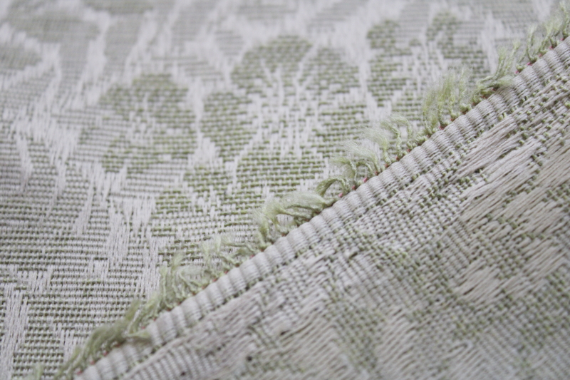 vintage french country style upholstery decor fabric, roses jacquard neutral flax  green hemp look fabric
