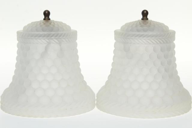 vintage frosted crystal glass light shades, clip on lampshades or ceiling fixture lights
