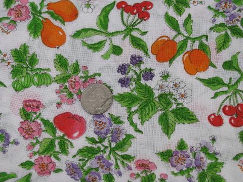 vintage fruit & flowers orchard print cotton blend fabric