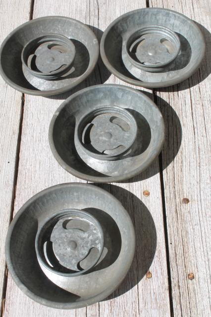 vintage galvanized zinc metal chick waterer bases for mason jar chicken water fountain