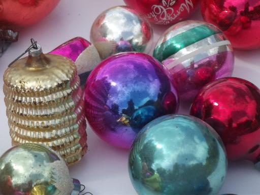 vintage glass Christmas tree ornaments lot, Shiny Brite glass balls etc.