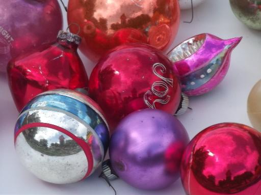 vintage glass Christmas tree ornaments lot, Shiny Brite glass balls etc.