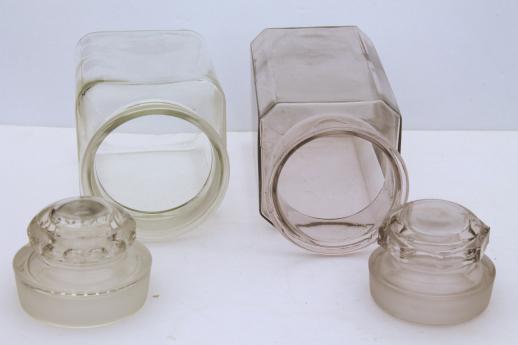 vintage glass apothecary jars, old store counter penny candy jar canisters