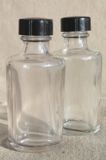vintage glass bottle lot, drugstore medicine bottles & eyedropper bottles