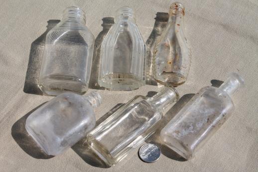 vintage glass bottles lot, medicine bottles, ink bottles, household chemical bottles