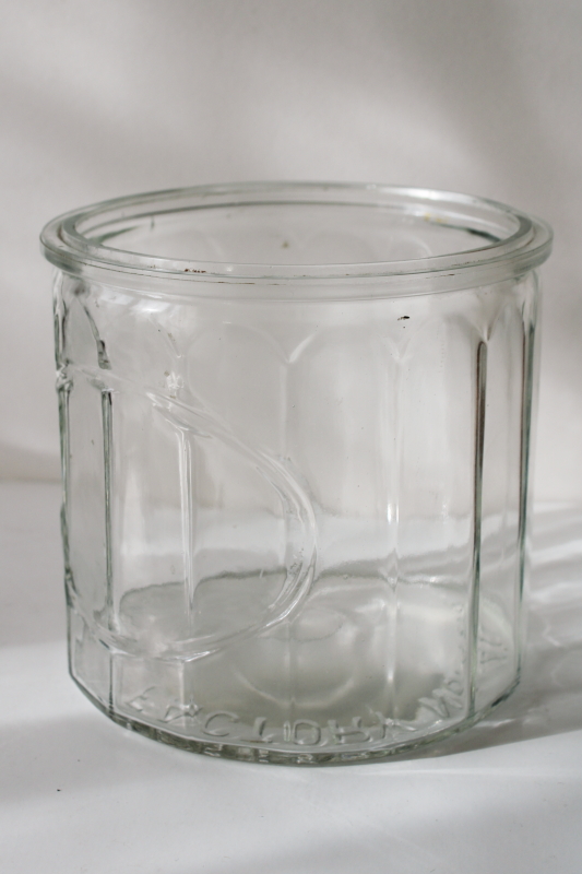 vintage glass humidor jar, heavy paneled glass canister general store counter cigar display