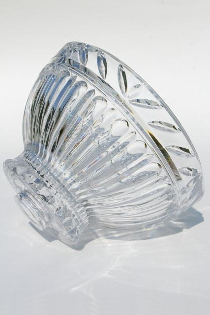 vintage glass lampshade, bowl shaped heavy crystal shade, clear & sparkling 