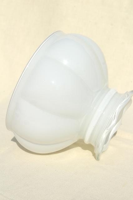 vintage glass lampshade, white painted 'milk glass' shade for student lamp