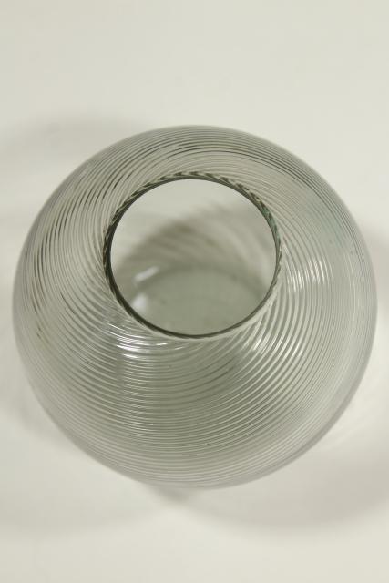 vintage glass match holder / striker vase, swirl pattern hand blown ...