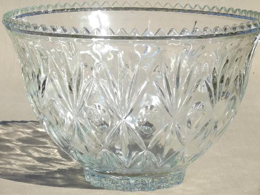 vintage glass punch set, Hazel Atlas glass Lexington punch bowl & cups