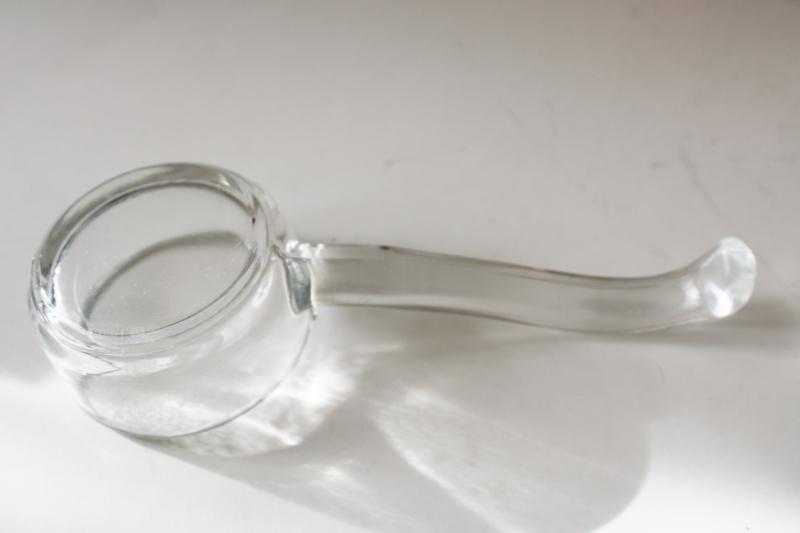 vintage glass spoon or sauce ladle for elegant glass mayonnaise dish