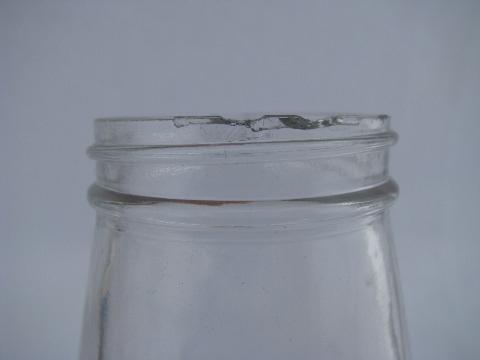 vintage glass syrup pitcher, carmel bakelite handle