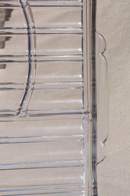 vintage glass tray w/ divided sections for desk organizer or serving tray