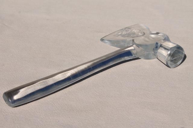 vintage glass whimsy George Washington's axe, clear glass ax novelty souvenir