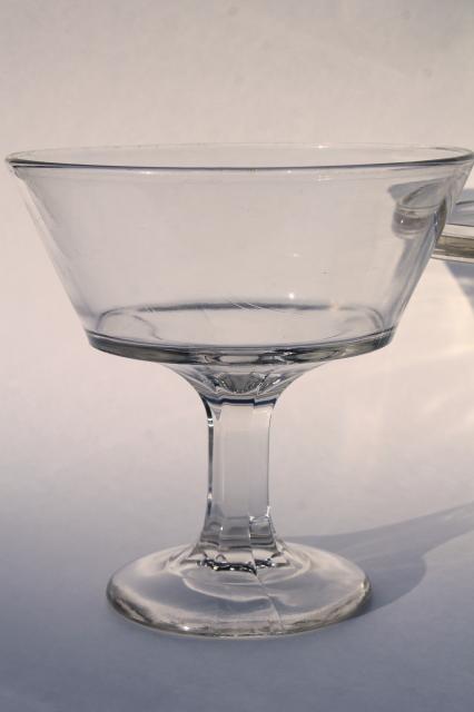 vintage glassware, plain elegant glass serving pieces, salver cake stand & compote fruit bowl