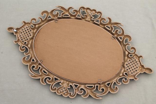vintage gold rococo frame w/ oval glass mirror, Cinderella french brocante style!