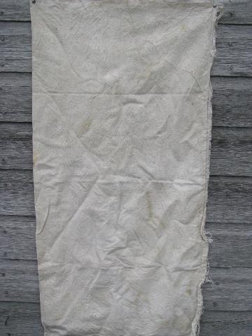 vintage grain sack feed bag lot, primitive old natural cotton fabric
