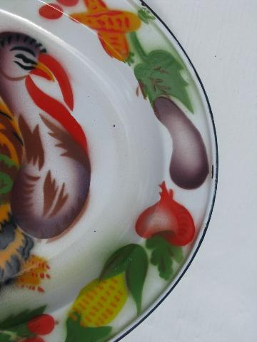 vintage graniteware enamel Thanksgiving turkey platter