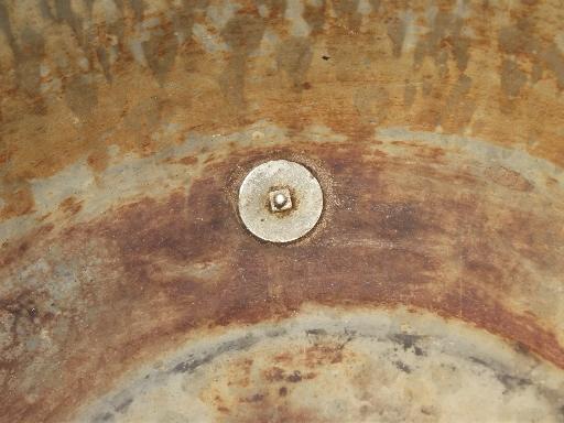 vintage graniteware enamelware kettle, large pot w/ wire bail handle