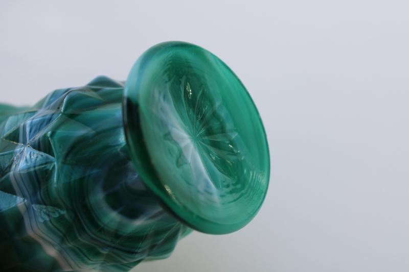 vintage green and white marbled swirl slag glass toothpick holder
