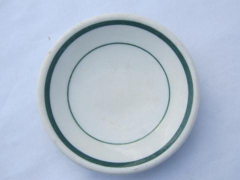 vintage green band restaurant china, ironstone butter plate & pats