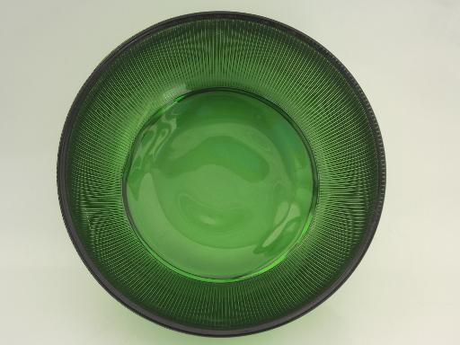 vintage green depression glass bowl, prismatic fine rib  pattern 