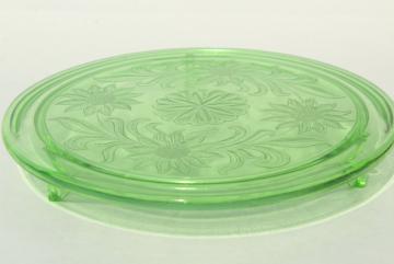 Antique Frosted Green Depression Glass Cake Plate