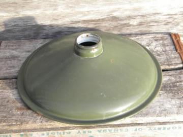 vintage green enamel pendant shade for work shop or stable lighting